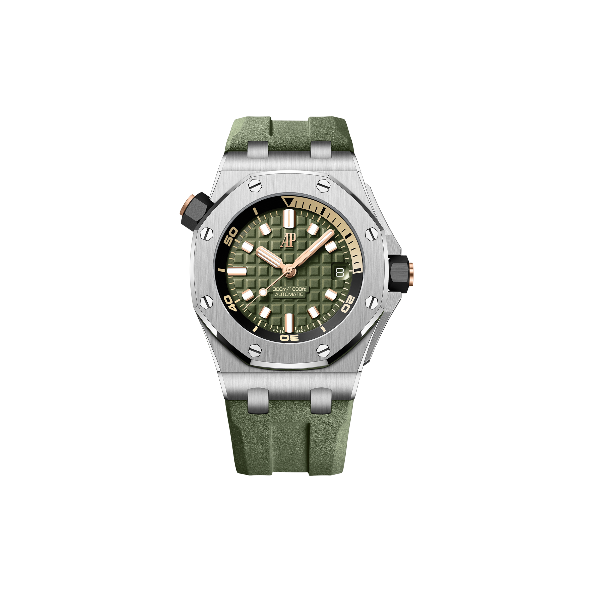 AUDEMARS PIGUET ROYAL OAK OFFSHORE 42 DIVER STAINLESS STEEL GREEN DIAL 42MM WATCH 15720ST.OO.A052CA.01